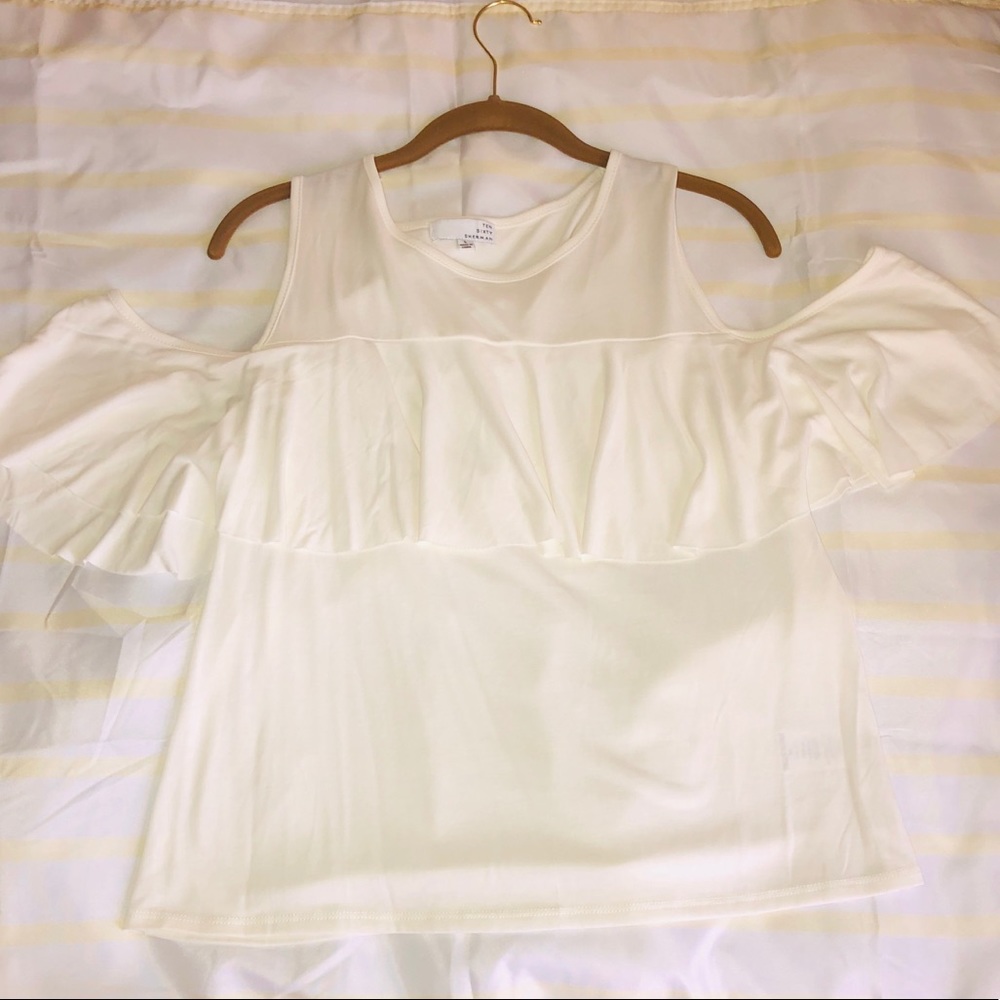 Ten Sixty Sherman Ruffled Cold-Shoulder Top